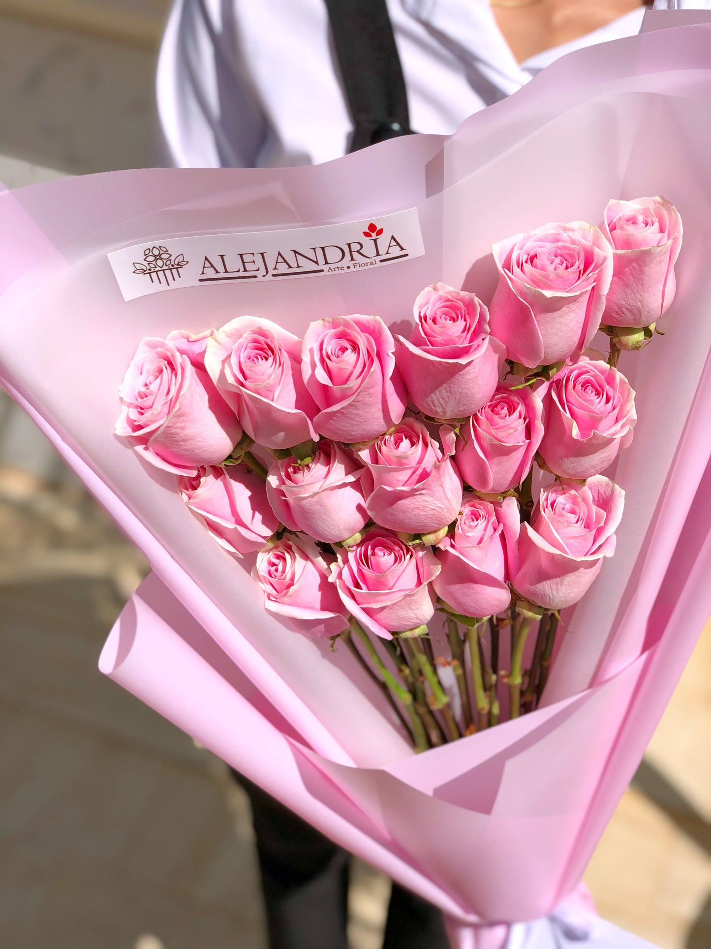 Ramo en papel "15 Pink Roses" - Alejandría Arte Floral