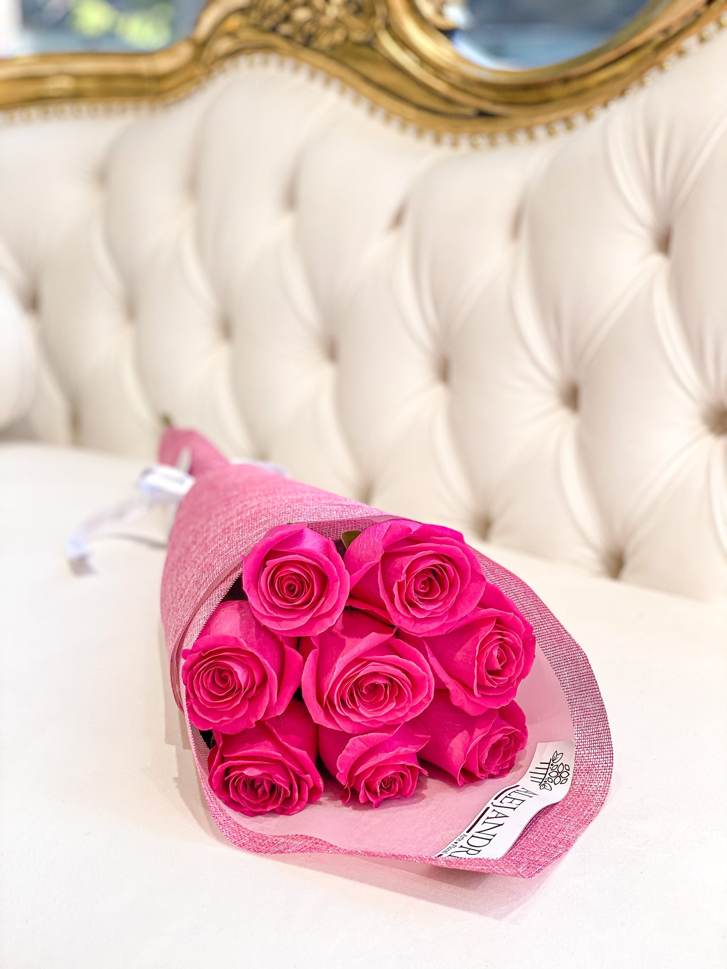 Ramo formato "Bouquet" 8 Pink Roses - Alejandría Arte Floral
