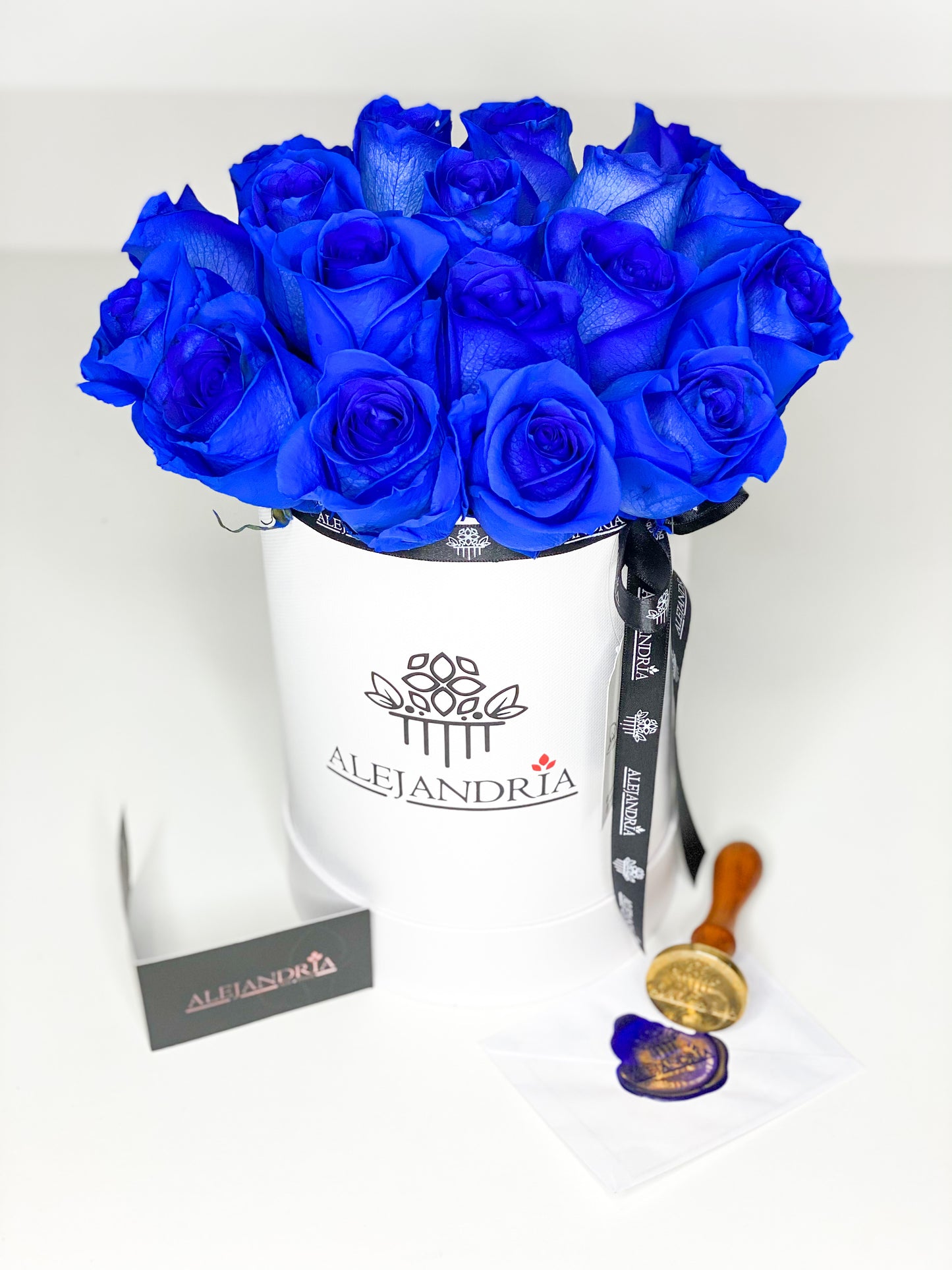 FlowerBox Blue "20 Roses" - Alejandría Arte Floral