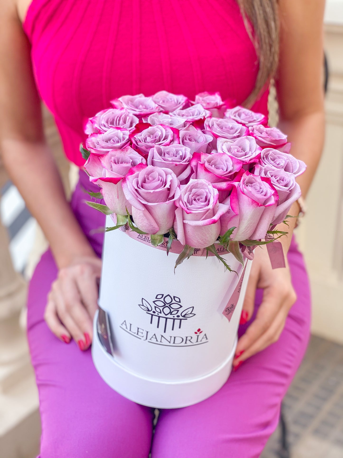 Finest FlowerBox Pink Roses - Alejandría Arte Floral