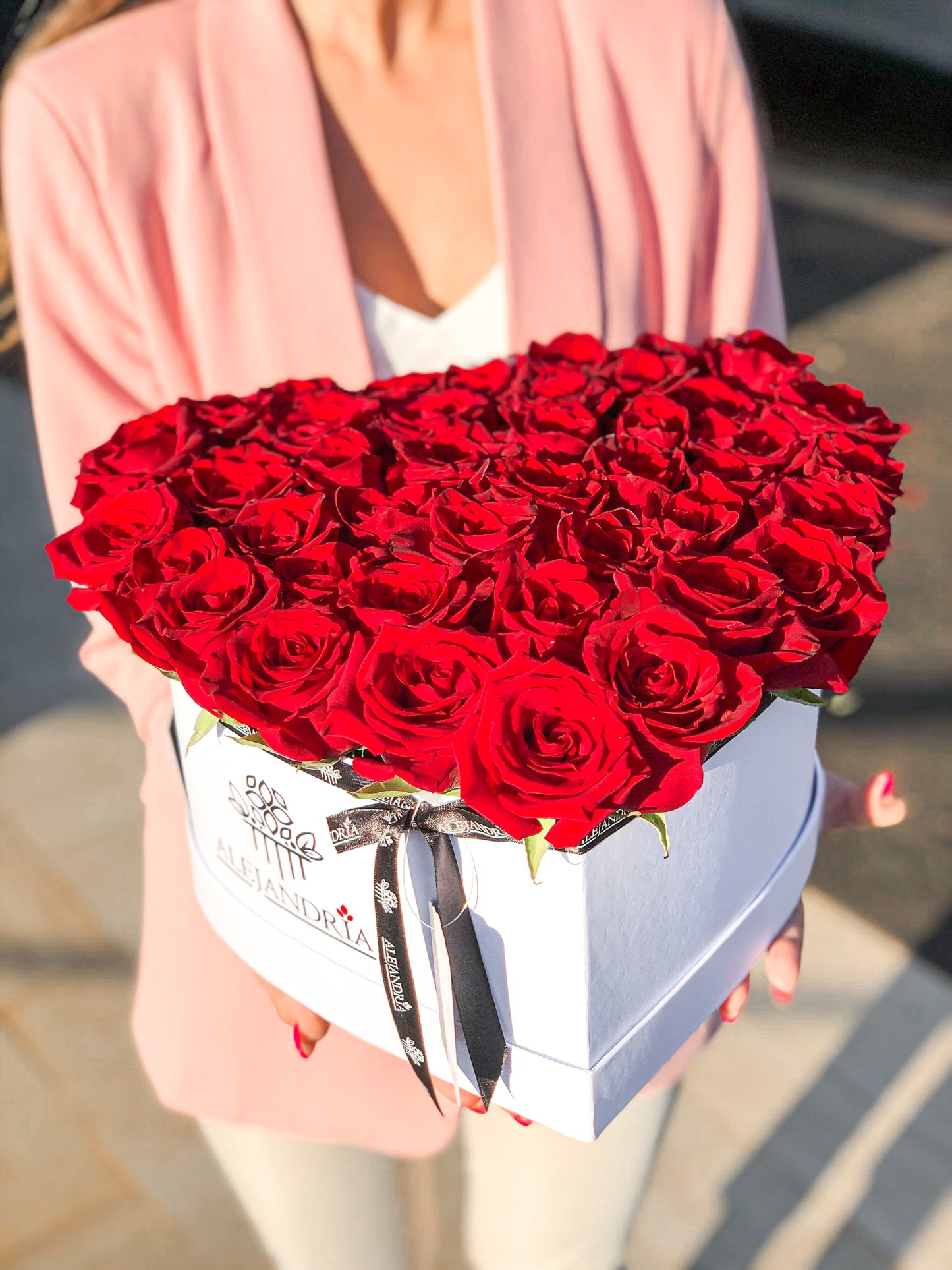 HeartBox "Bourbon" Red Roses - Alejandría Arte Floral