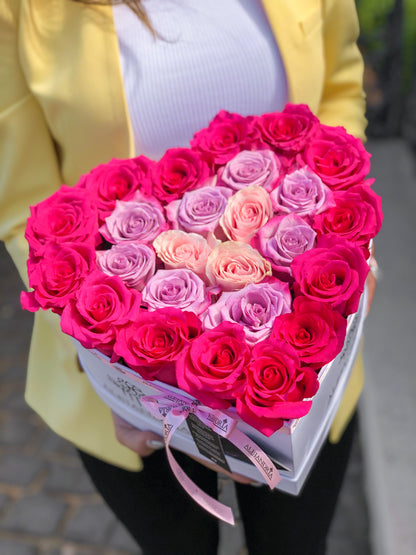 HeartBox "L`Amour" Pink Roses - Alejandría Arte Floral 