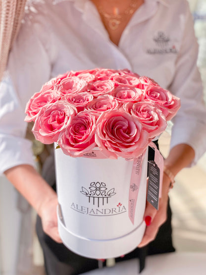 Finest FlowerBox Pink Roses - Alejandría Arte Floral 