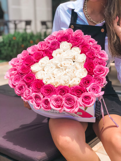 HeartBox "Pandora" Pink Roses - Alejandría Arte Floral 