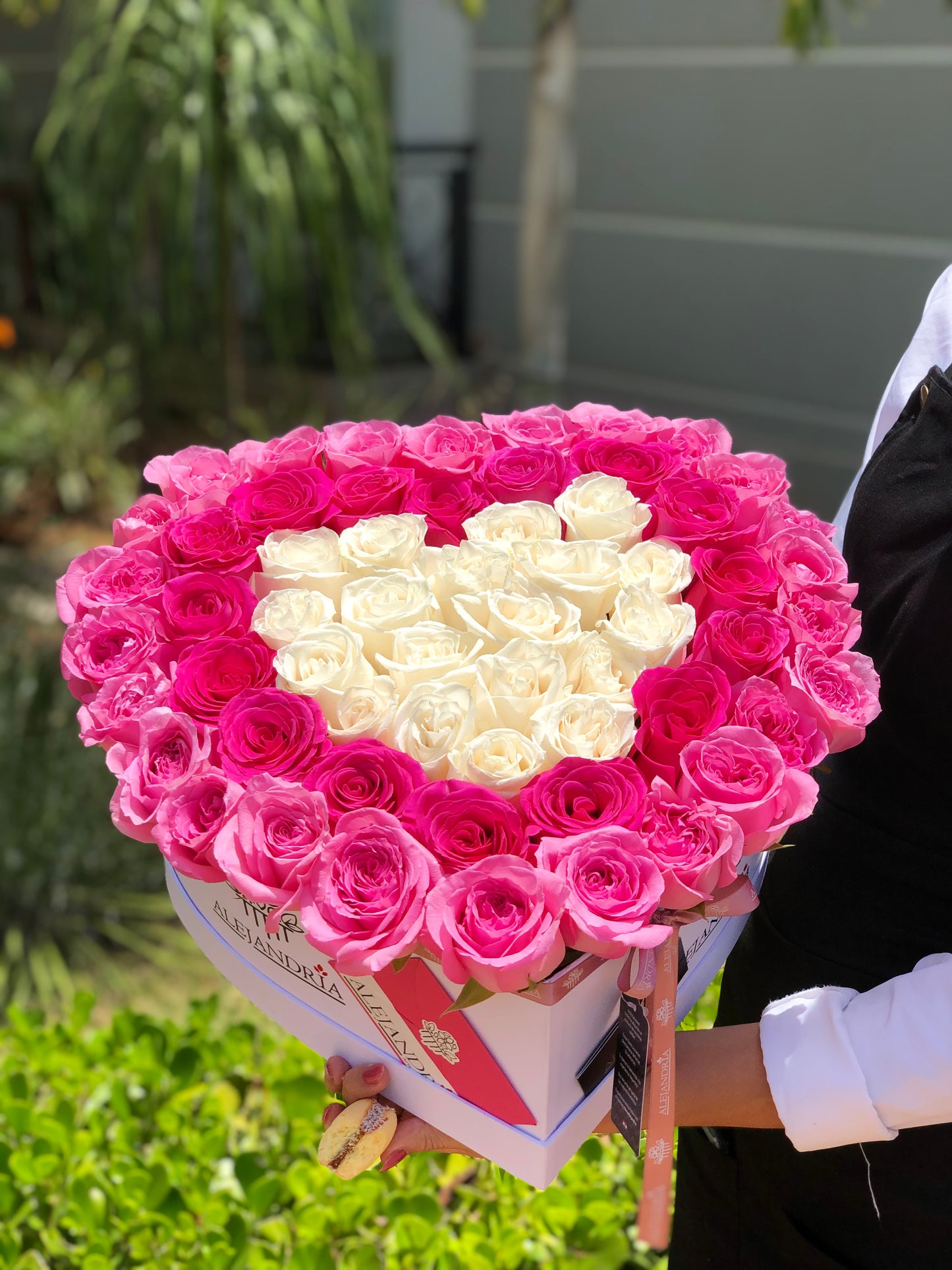 HeartBox "Pandora" Pink Roses - Alejandría Arte Floral 