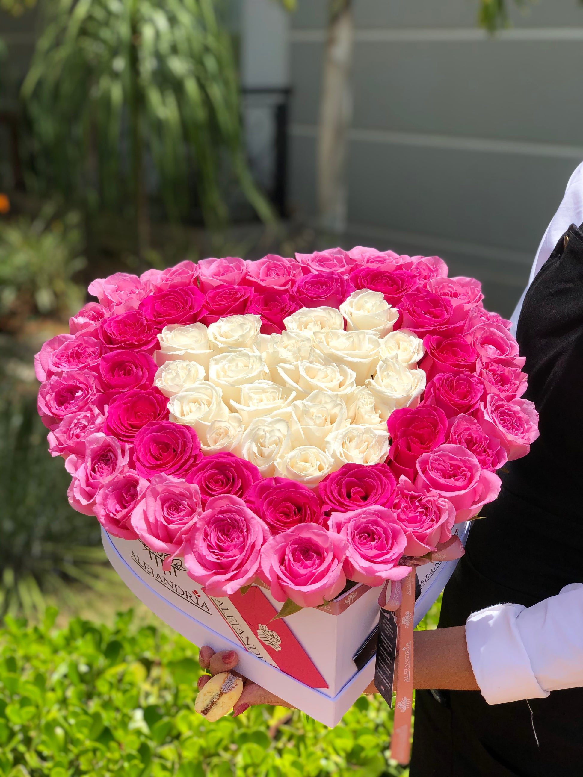 HeartBox "Pandora" Pink Roses - Alejandría Arte Floral 