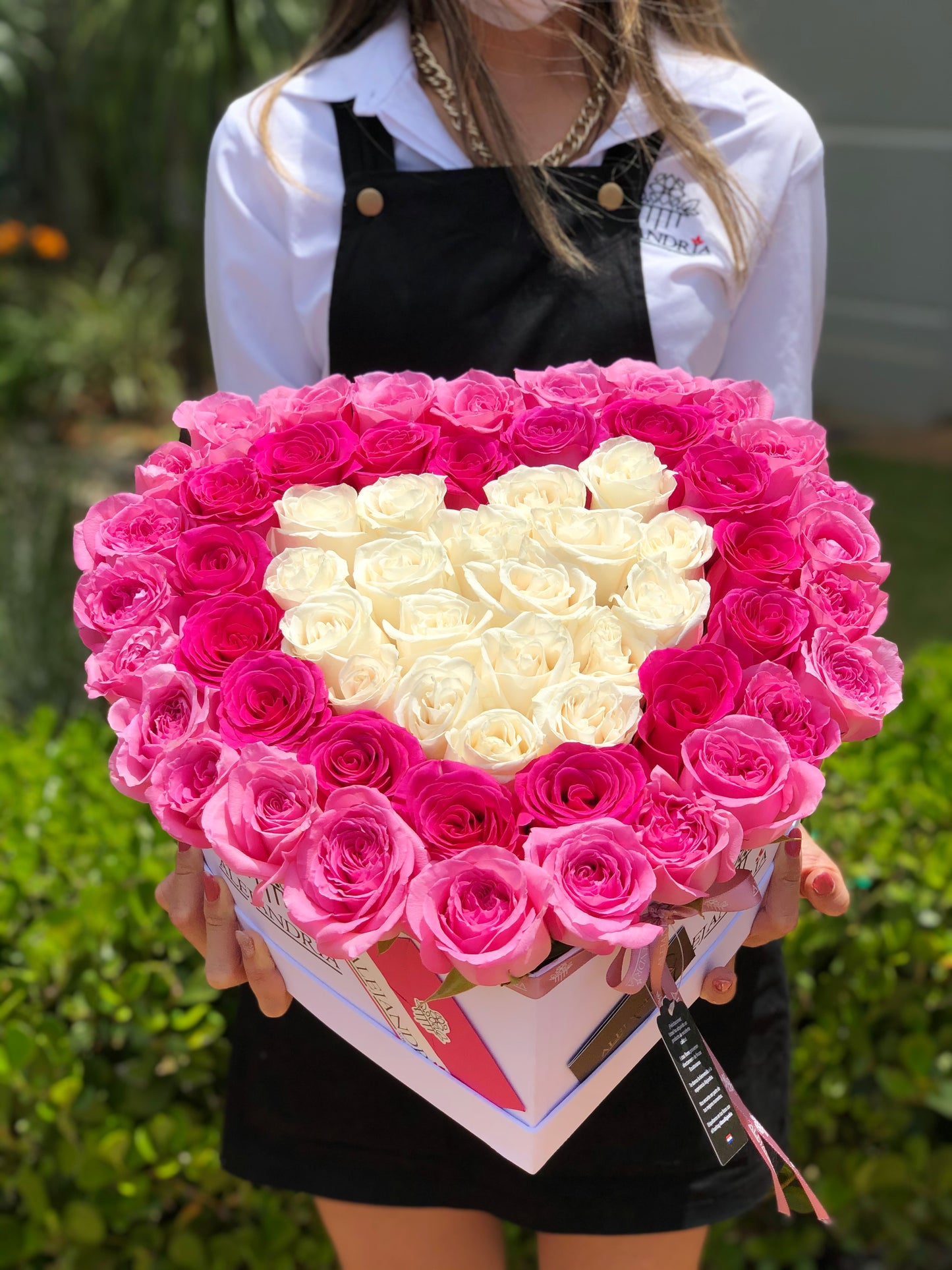 HeartBox "Pandora" Pink Roses - Alejandría Arte Floral 